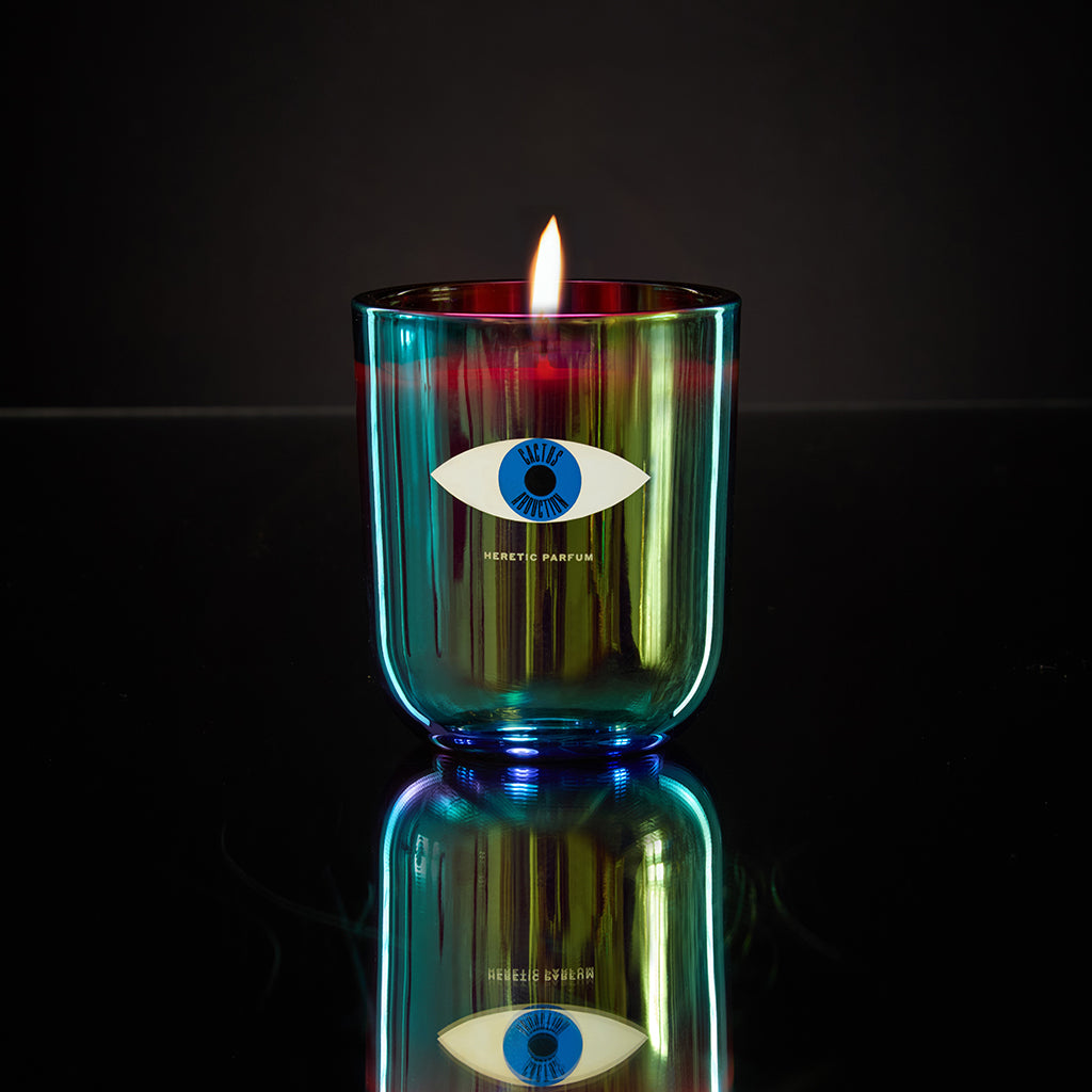 Cactus Abduction Candle with flame lit
