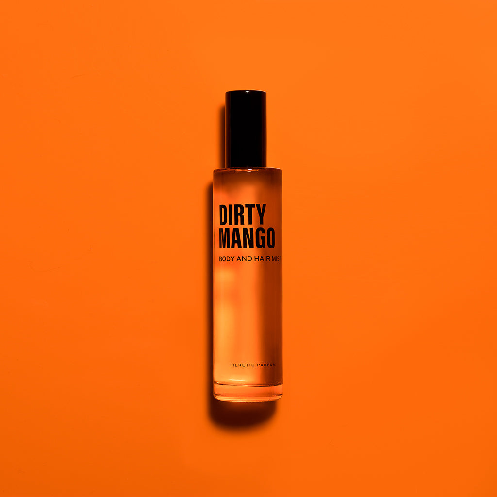 Dirty Mango body mist on orange