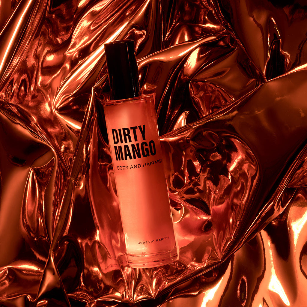Dirty Mango on iridescent fabric