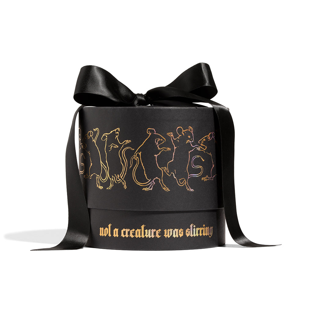 Not A Creature Was Stirring candle box with ribbon