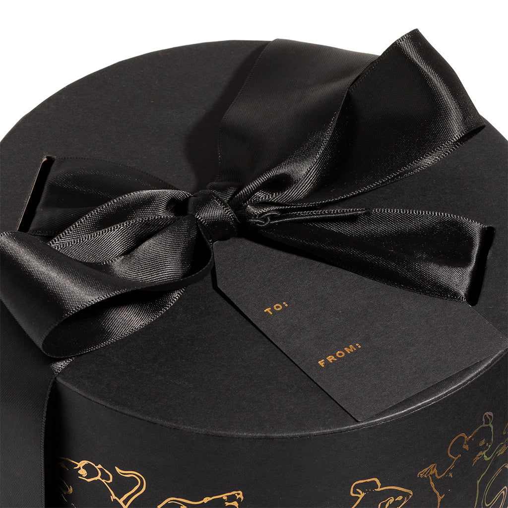 Bow on box with gift tag