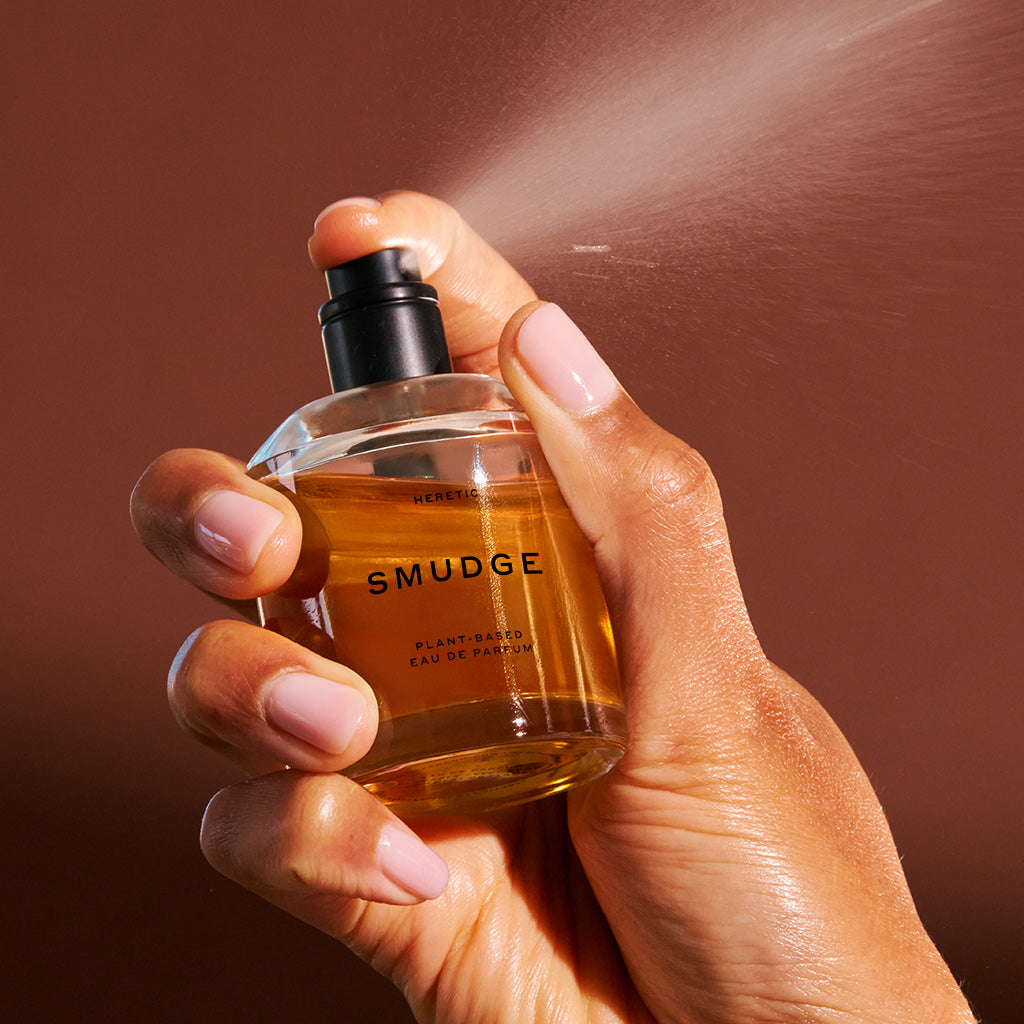 Hand spraying Smudge Perfume