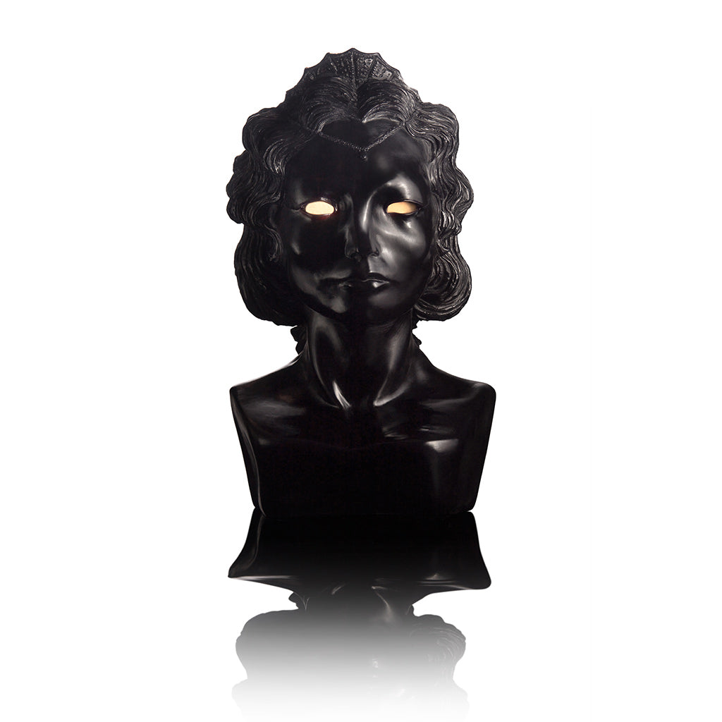 Weeping Bust Candle Black with eyes lit