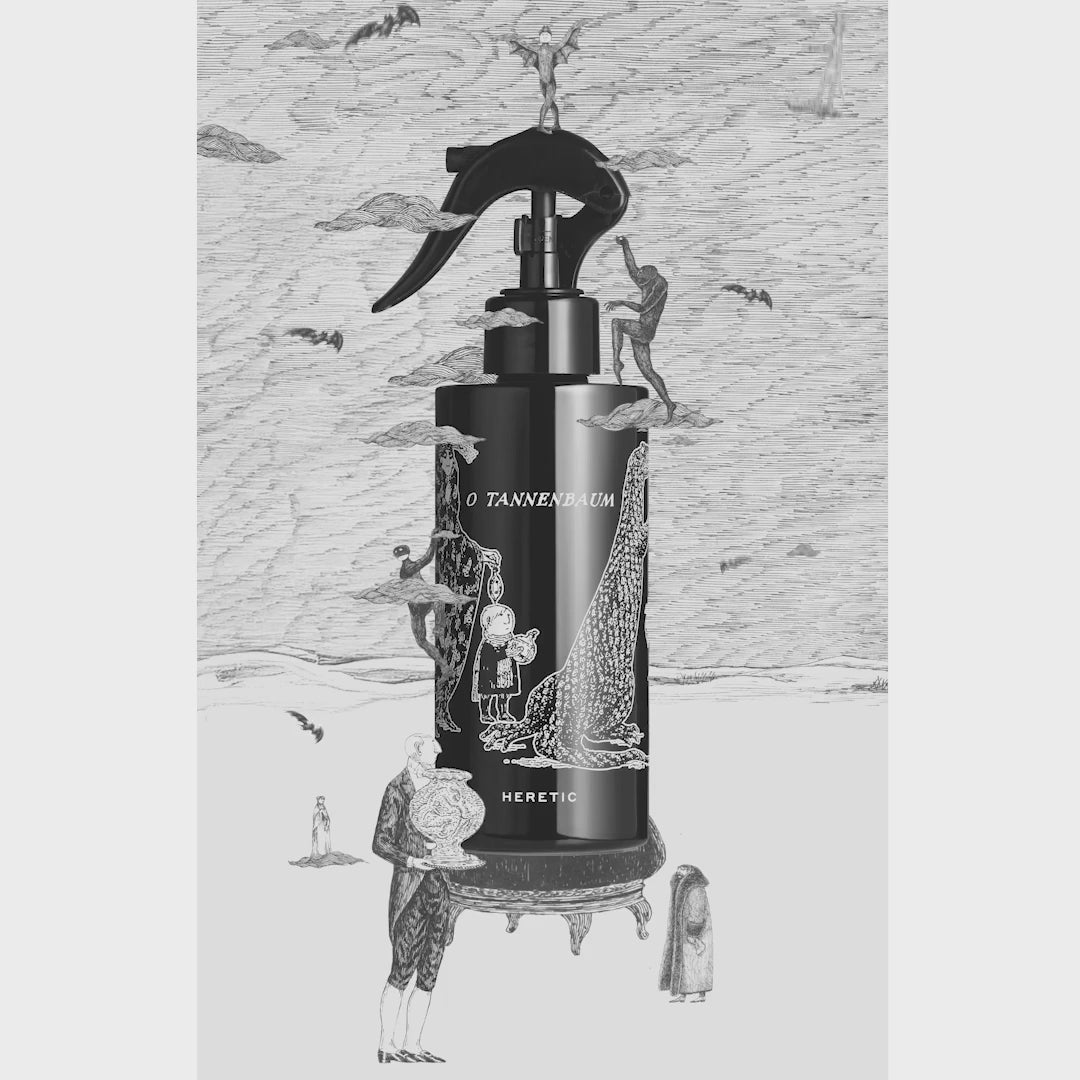 Room spray with animated Edward Gorey illustrations